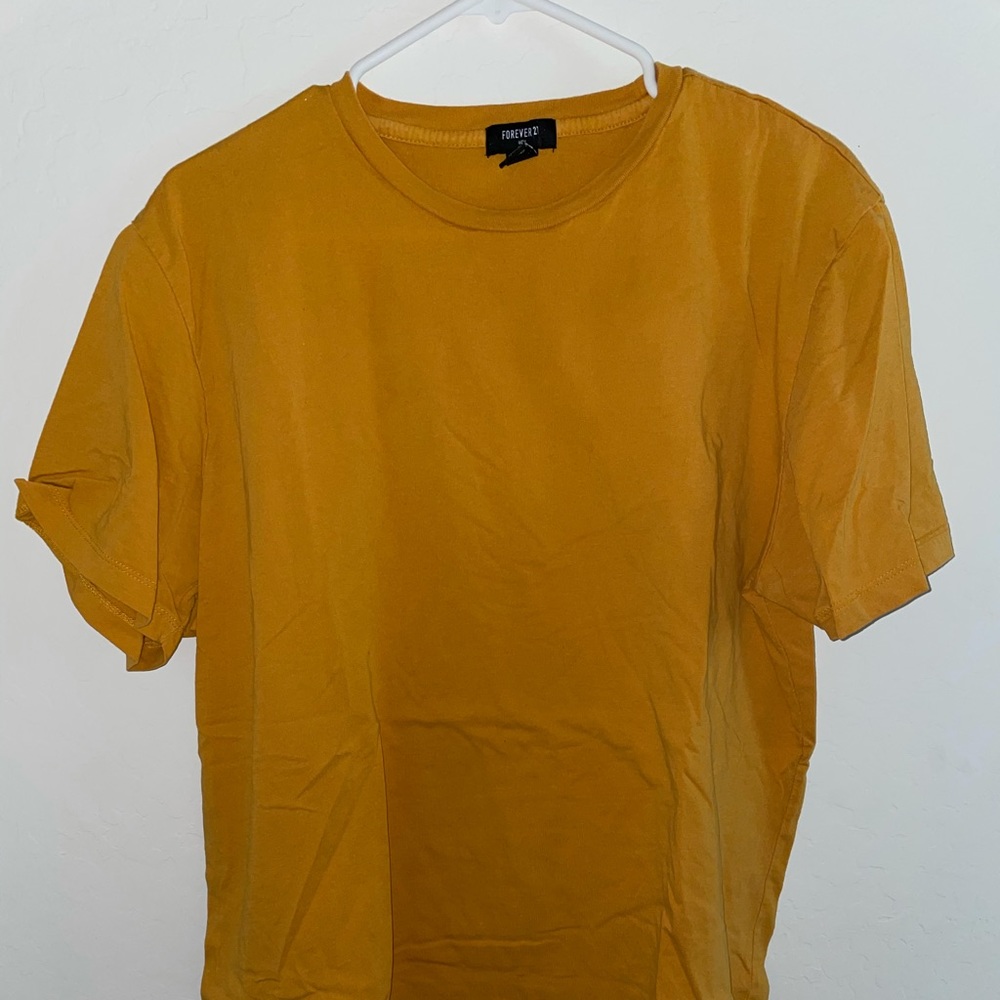 FOREVER 21 Solid Yellow T-Shirt